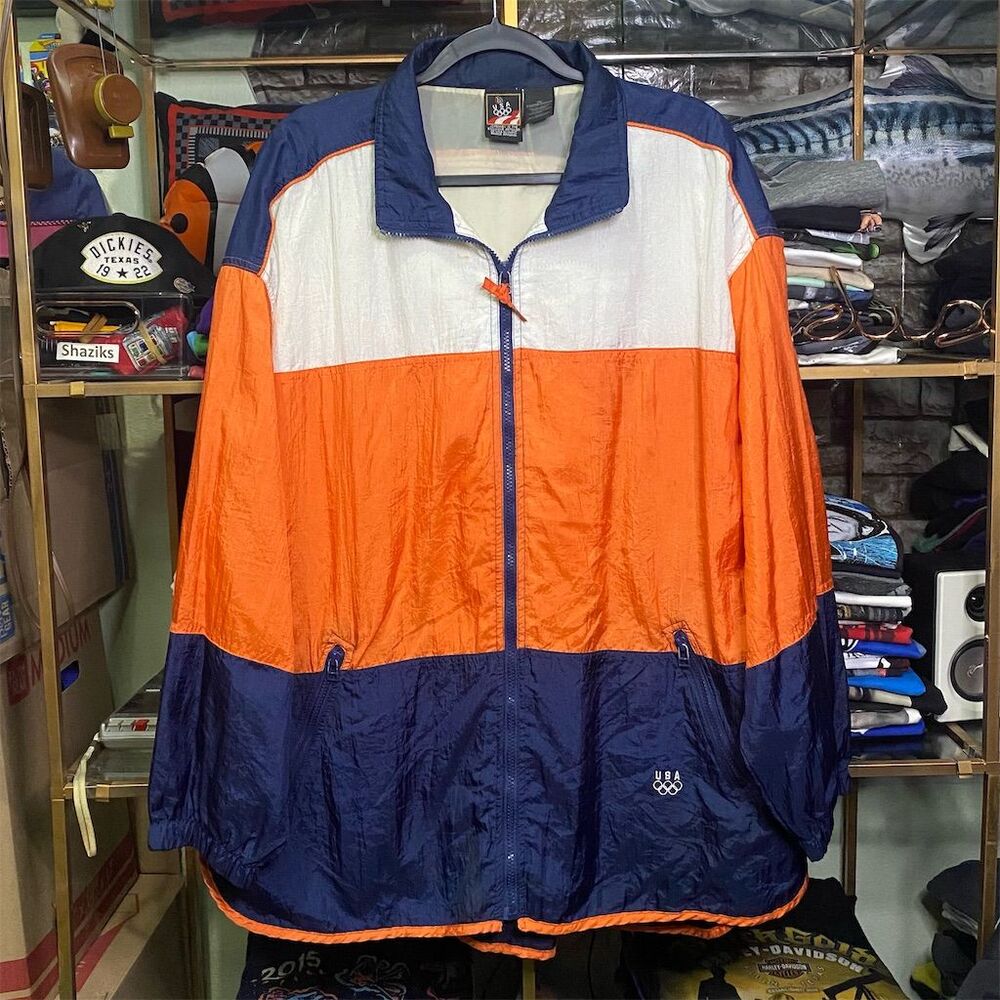 Vintage USA Olympic Windbreaker Jacket L Multicolor Unisex Casual